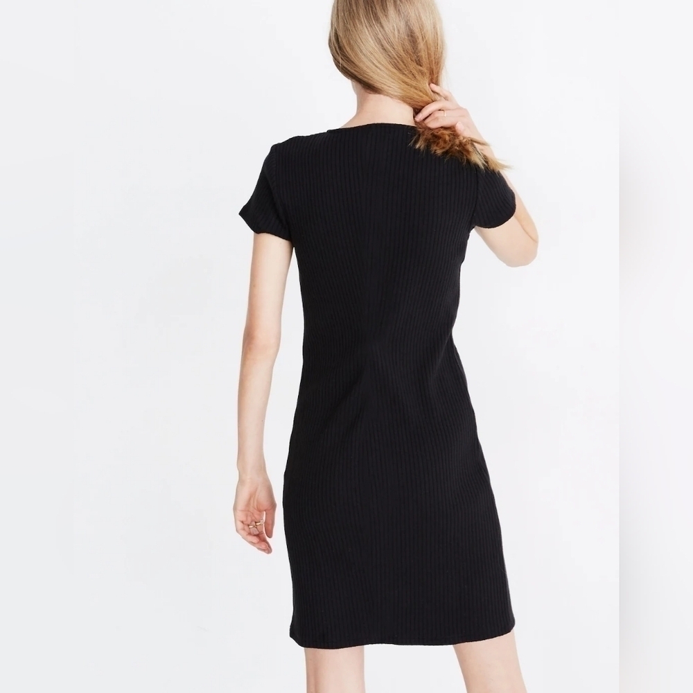 NWT Madewell Button-Front Ribbed Mini Dress - Picture 3 of 9